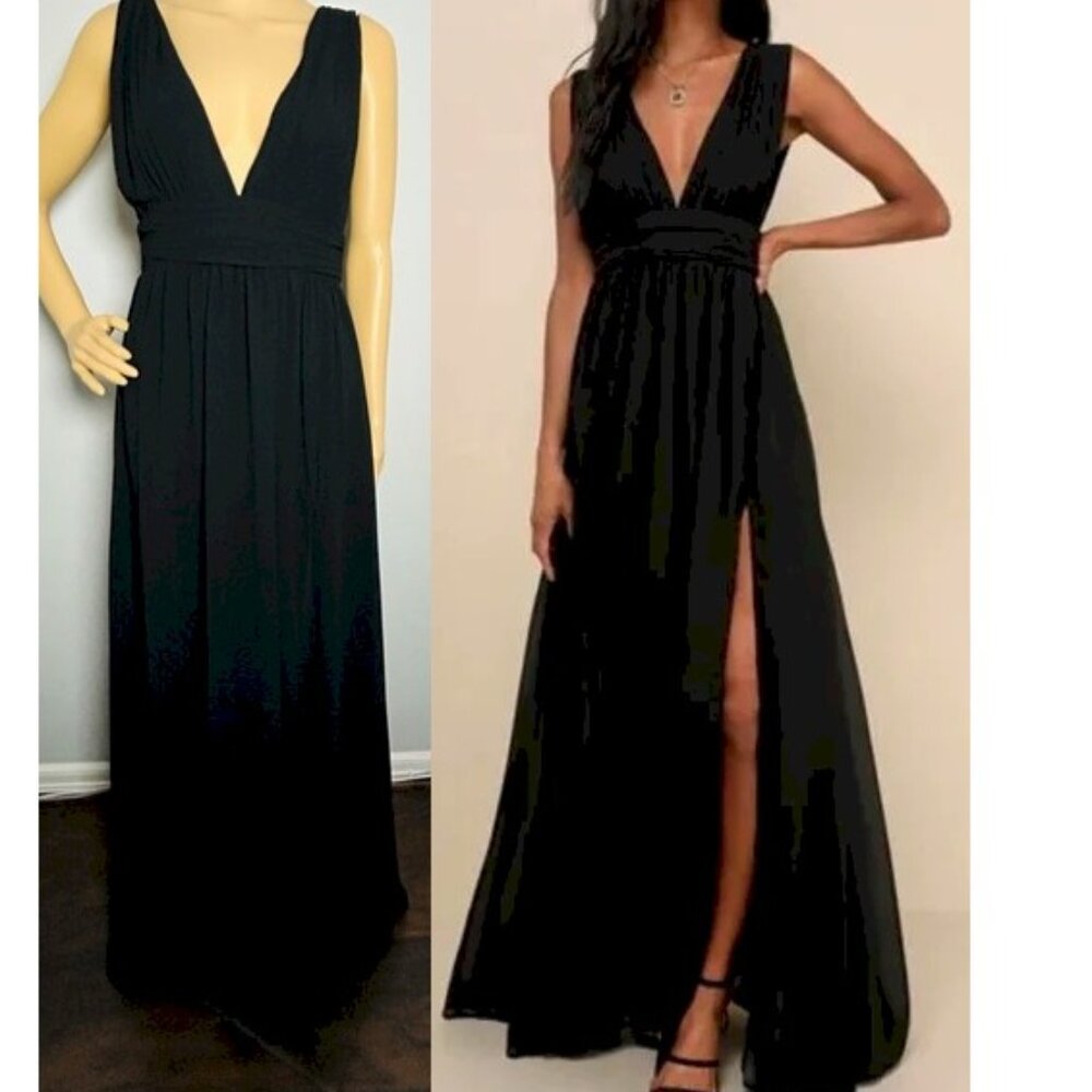 Lulus Heavenly Hues Black Maxi Dress Size Small NEW NWT